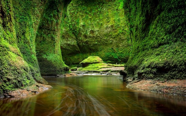 река, скалы, камни, зелень, ручей, мох, шотландия, craighat, river, rocks, stones, greens, stream, moss, scotland