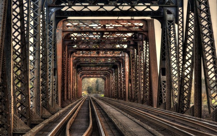 железная дорога, рельсы, мост, железо, railroad, rails, bridge, iron