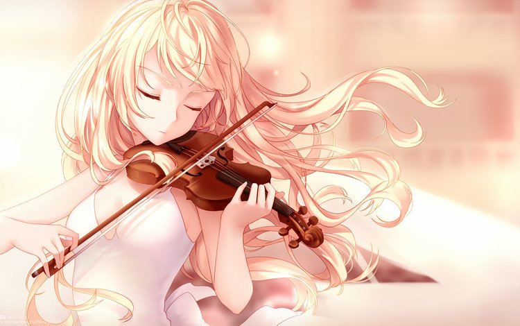 арт, девушка, скрипка, аниме, волосы, art, girl, violin, anime, hair