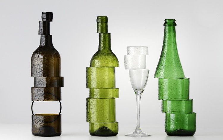 бокал, стекло, бутылки, нарезка, glass, bottle, cutting