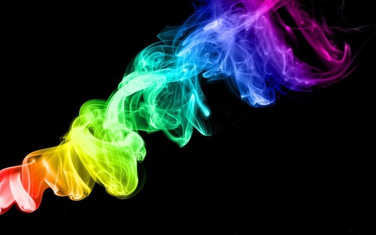 цвета, дым, радуга, черный фон, color, smoke, rainbow, black background