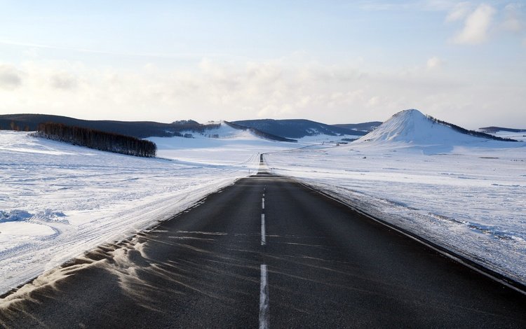 дорога, горы, снег, зима, горизонт, road, mountains, snow, winter, horizon