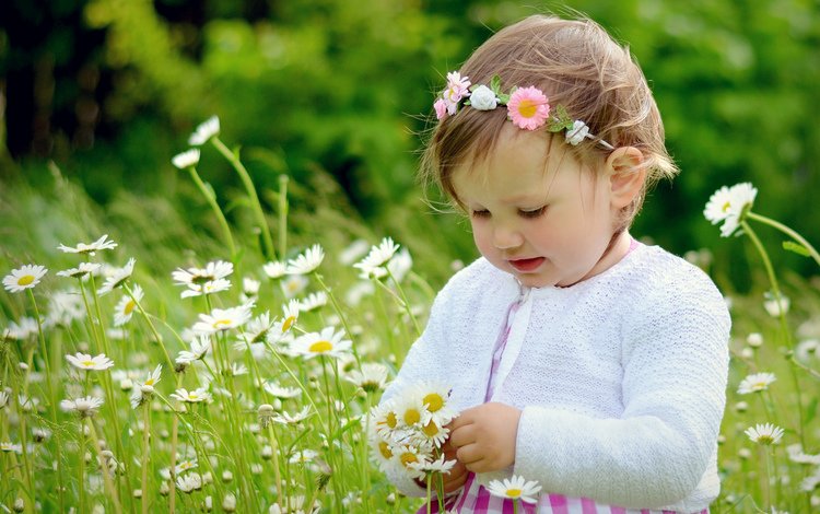цветы, настроение, дети, девочка, ромашки, flowers, mood, children, girl, chamomile