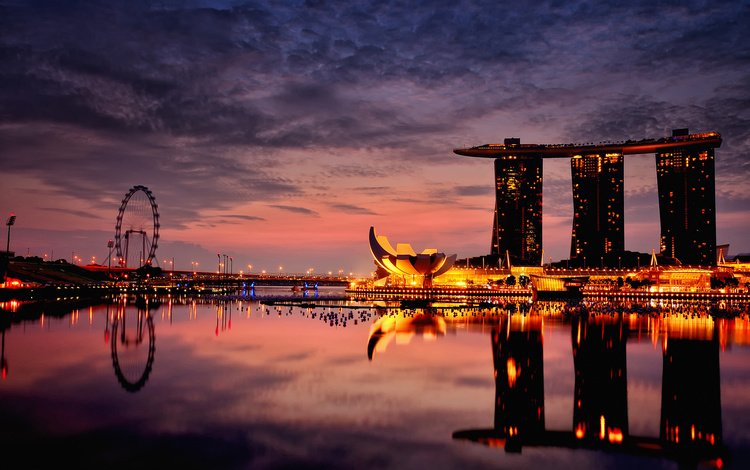ночь, вечер, город, отель, сингапур, night, the evening, the city, the hotel, singapore