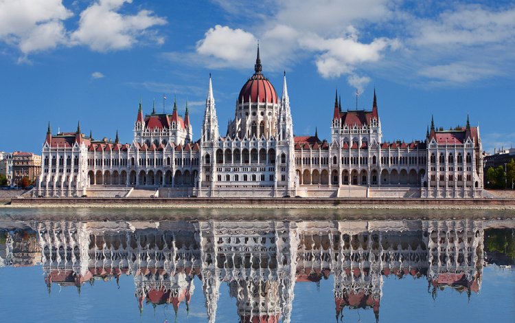 отражение, здание, венгрия, будапешт, парламент, архитектурное здание, венгерский парламент, reflection, the building, hungary, budapest, parliament, architectural building, the hungarian parliament
