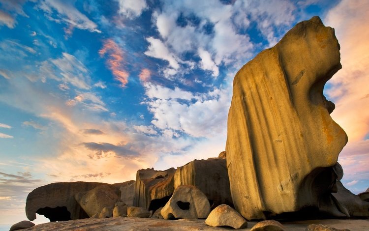 небо, облака, скалы, австралия, остров кенгуру, remarkable rocks, the sky, clouds, rocks, australia, kangaroo island