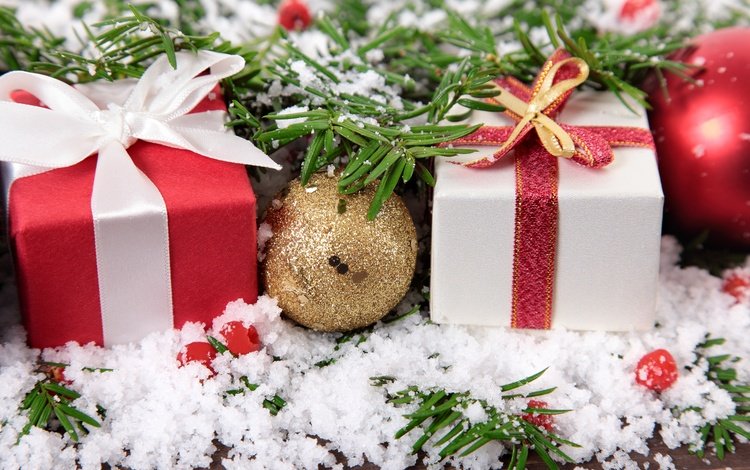 снег, новый год, шары, подарки, рождество, snow, new year, balls, gifts, christmas