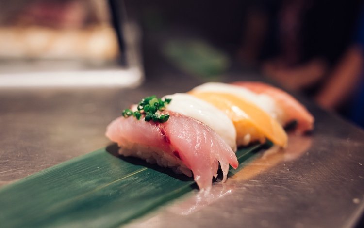 зелень, рыба, суши, морепродукты, greens, fish, sushi, seafood
