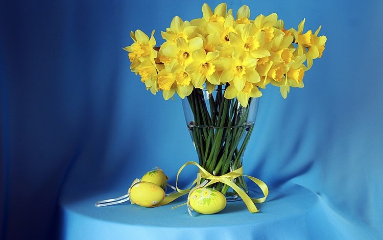 цветы, букет, пасха, яйца, нарциссы, flowers, bouquet, easter, eggs, daffodils