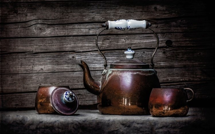 чашка, чай, чайник, натюрморт, cup, tea, kettle, still life