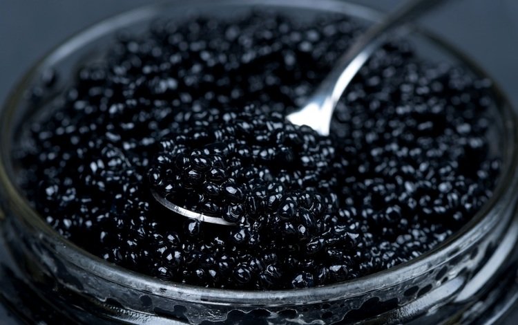 черная, банка, икра, ложка, морепродукты, черная икра, black, bank, caviar, spoon, seafood, black caviar