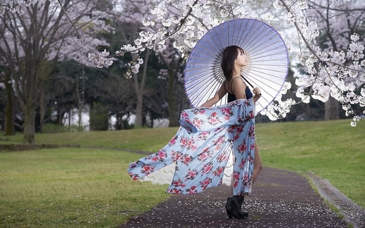 стиль, девушка, настроение, взгляд, весна, зонт, азиатка, style, girl, mood, look, spring, umbrella, asian