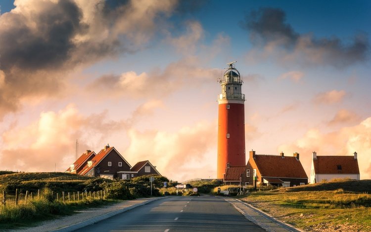 дорога, маяк, дома, дом, нидерланды, голландия, влиланд, texel, road, lighthouse, home, house, netherlands, holland, vlieland