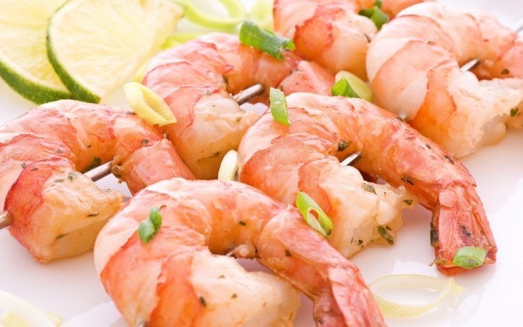 зелень, еда, лайм, морепродукты, креветки, greens, food, lime, seafood, shrimp