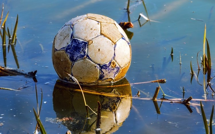 футбол, отражение, мяч, game over, лужа, football, reflection, the ball, puddle