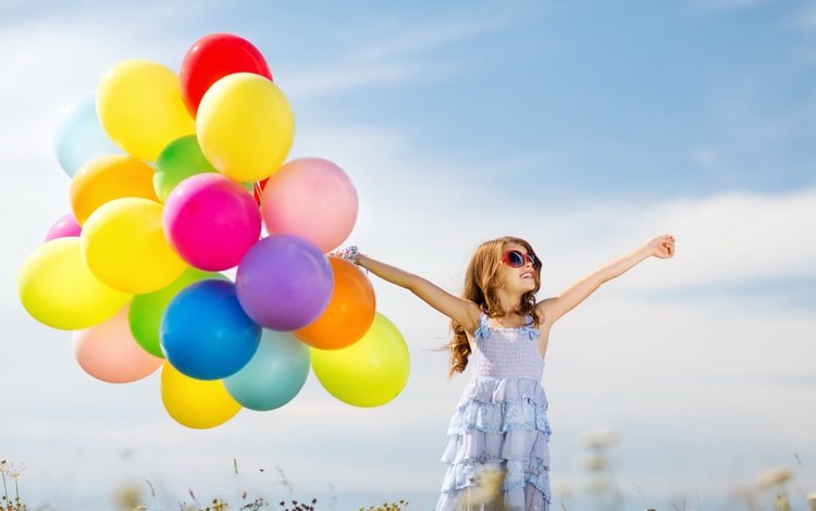 настроение, платье, очки, дети, девочка, руки, воздушный шар, mood, dress, glasses, children, girl, hands, balloon