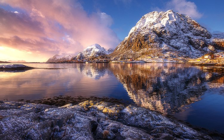 небо, горы, скалы, море, норвегия, the sky, mountains, rocks, sea, norway