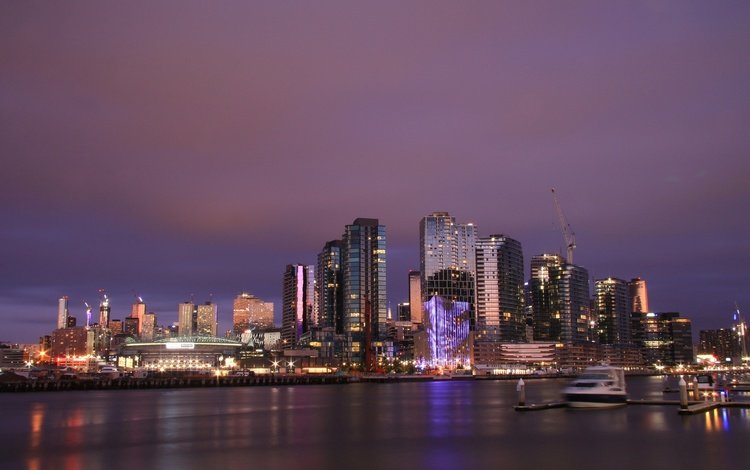 ночь, огни, дома, австралия, гавань, мельбурн, night, lights, home, australia, harbour, melbourne