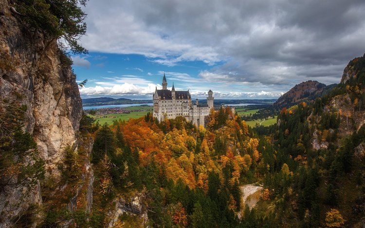 осень, германия, бавария, замок нойшванштайн, autumn, germany, bayern, neuschwanstein castle