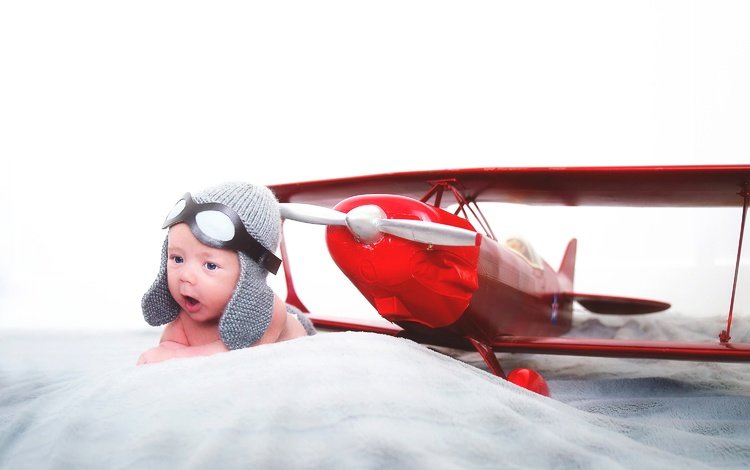 самолет, лётчик, дети, ребенок, малыш, младенец, аэроплан, шлемофон, the plane, pilot, children, child, baby, airplane, headset