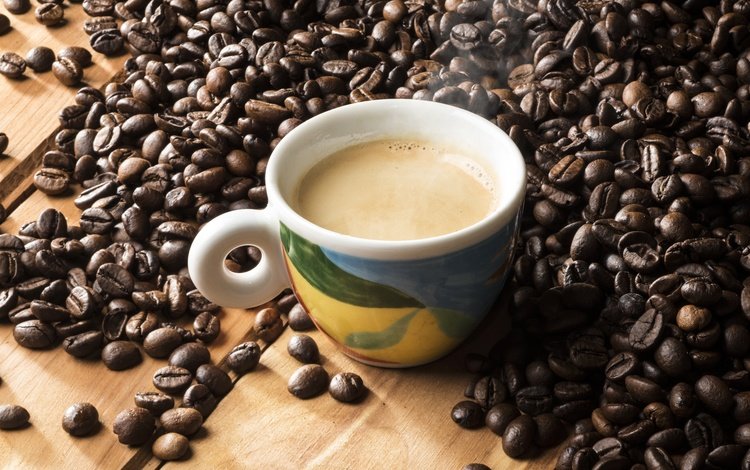 зерна, кофе, чашка, кофейные зерна, grain, coffee, cup, coffee beans