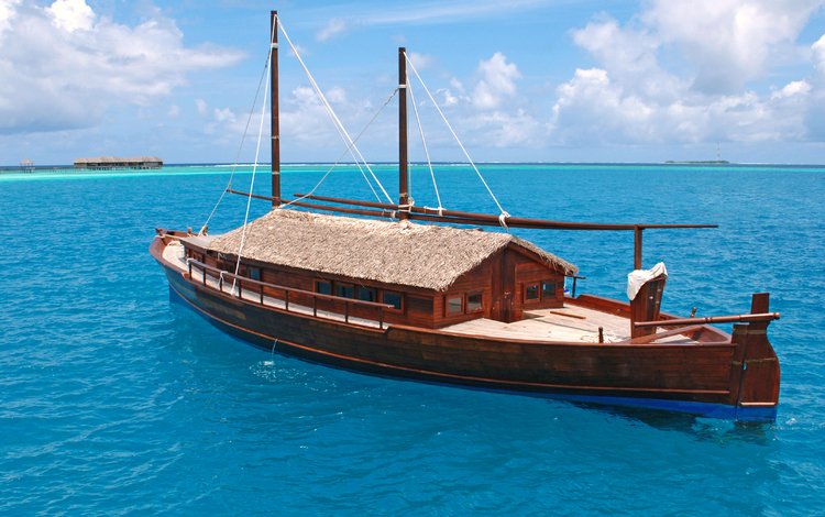 море, лодка, остров, мальдивы, sea, boat, island, the maldives
