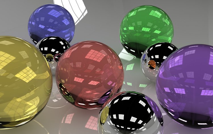 шары, отражение, разноцветные, шарики, стекло, цветные, 3д, balls, reflection, colorful, glass, colored, 3d