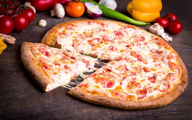 сыр, овощи, колбаса, помидор, перец, пицца, кусок, cheese, vegetables, sausage, tomato, pepper, pizza, piece