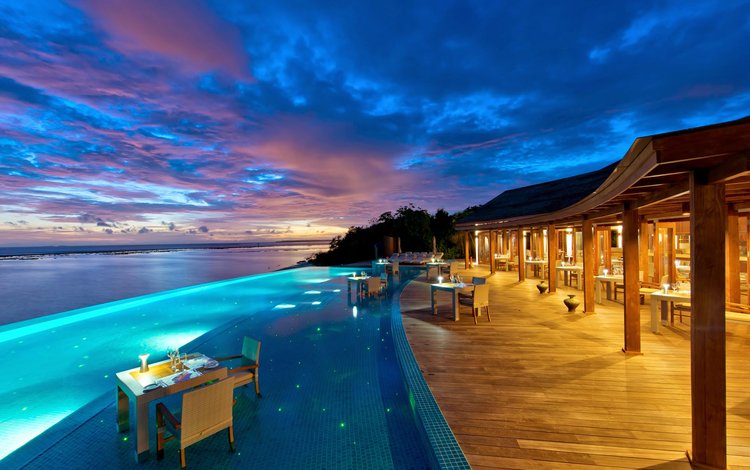 вечер, море, отдых, курорт, тропики, мальдивы, the evening, sea, stay, resort, tropics, the maldives