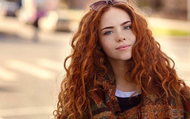 девушка, взгляд, волосы, лицо, локоны, веснушки, рыжеволосая, erika postnikova, girl, look, hair, face, curls, freckles, redhead
