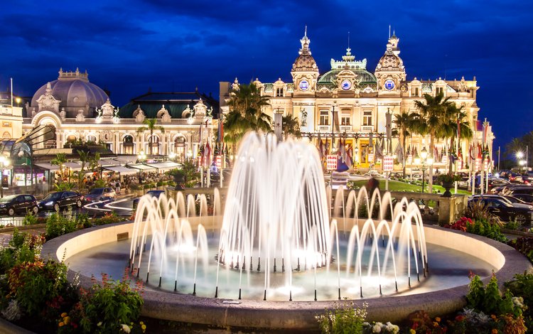 фонтан, здание, опера, монако, монте-карло, fountain, the building, opera, monaco, monte carlo
