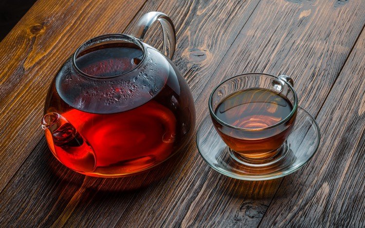 напиток, чашка, чай, чайник, заварник, деревянная поверхность, drink, cup, tea, kettle, teapot, wooden surface