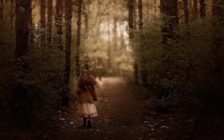 дорога, лес, девочка, волосы, прогулка, road, forest, girl, hair, walk