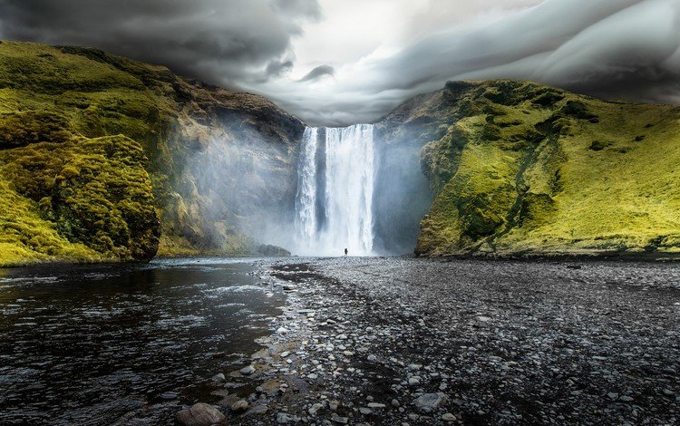 водопад, исландия, скоугафосс, водопад скоугафосс, waterfall, iceland, skogafoss, skogafoss waterfall