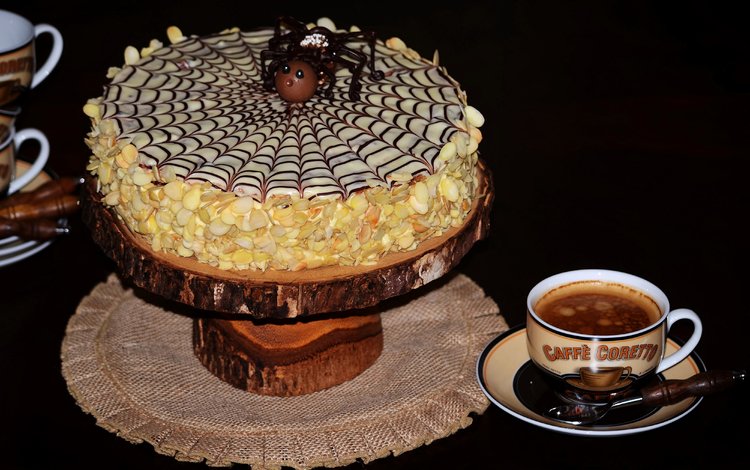 кофе, черный фон, чашка, торт, coffee, black background, cup, cake