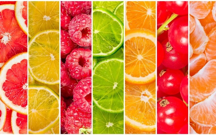 смородина, малина, цитрусы, фрукты, грейпфрут, лимон, ягоды, апельсин, лайм, дольки, мандарин, currants, raspberry, citrus, fruit, grapefruit, lemon, berries, orange, lime, slices, mandarin