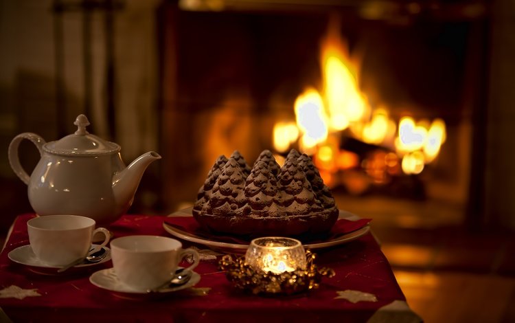 настроение, камин, тепло, чай, свеча, праздник, пирог, mood, fireplace, heat, tea, candle, holiday, pie