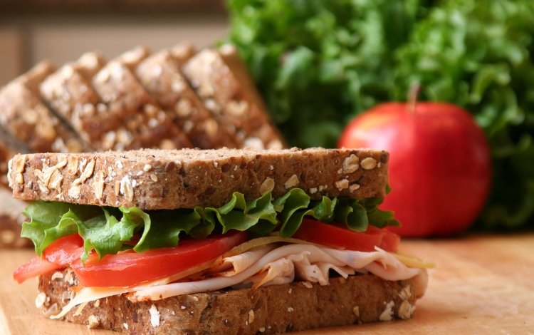 хлеб, помидоры, салат, сэндвич, ветчина, фаст-фуд, bread, tomatoes, salad, sandwich, ham, fast food