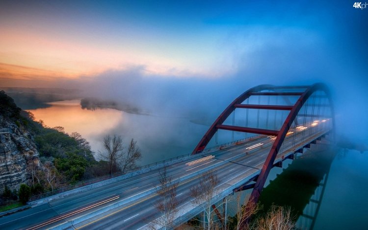река, природа, туман, мост, пейзаж. фото, river, nature, fog, bridge, landscape. photo