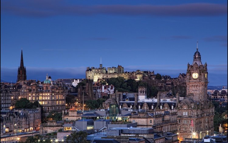 ночь, огни, город, шотландия, эдинбург, calton hill, night, lights, the city, scotland, edinburgh