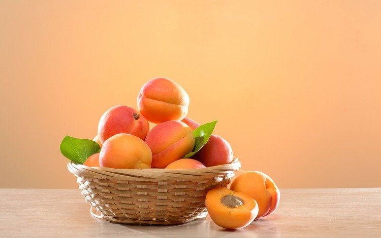 фрукты, плоды, корзинка, абрикосы, fruit, basket, apricots