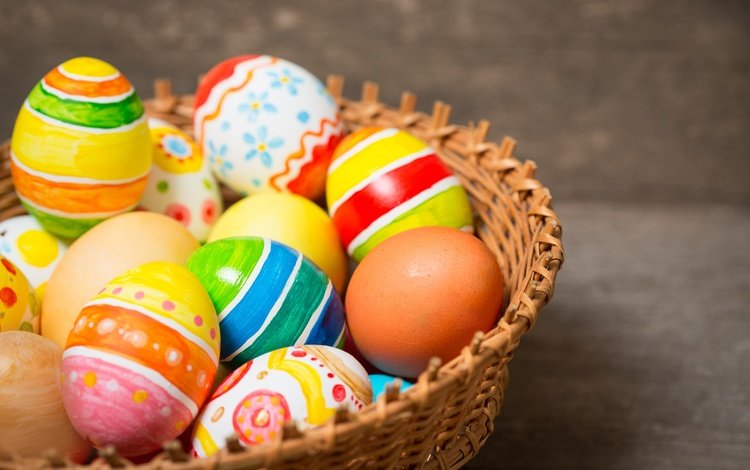 корзина, пасха, яйца крашеные, basket, easter, the painted eggs