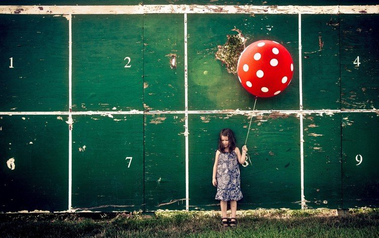 фон, стена, дети, девочка, шар, воздушный шарик, background, wall, children, girl, ball, a balloon