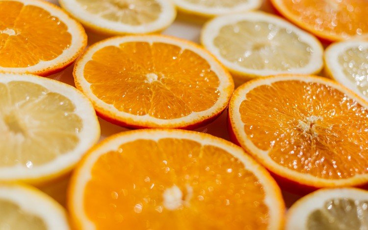фрукты, апельсины, дольки, в, и, лимоны, цитрусы, fruit, oranges, slices, in, and, lemons, citrus