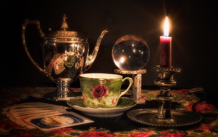 карты, чашка, свеча, хрустальный шар, атрибуты, гадание, ашка, card, cup, candle, crystal ball, attributes, divination, ashka