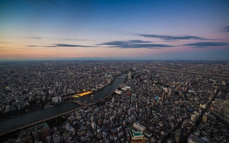 панорама, вид сверху, япония, токио, panorama, the view from the top, japan, tokyo