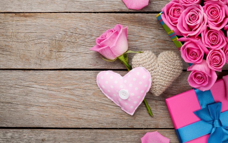 сердце, подарок, сердечки, день святого валентина, розовые розы, валентинки, heart, gift, hearts, valentine's day, pink roses, valentines