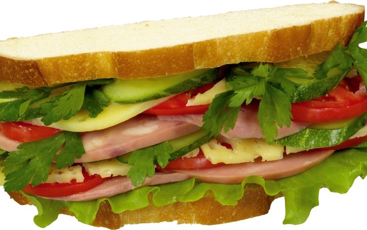 зелень, бекон, сыр, хлеб, белый фон, овощи, колбаса, травы, сэндвич, greens, bacon, cheese, bread, white background, vegetables, sausage, grass, sandwich