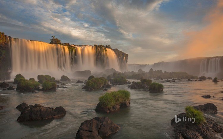 река, природа, водопад, бразилия, bing, парана, национальный парк игуасу, river, nature, waterfall, brazil, paraná, iguazu national park