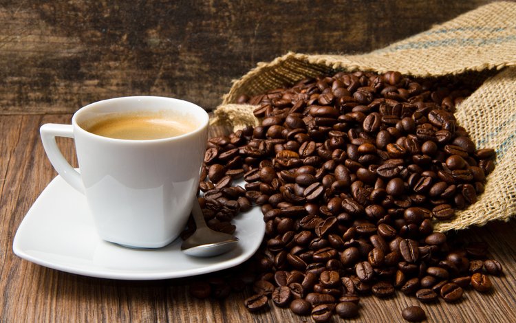 зерна, кофе, чашка, кофейные зерна, мешковина, grain, coffee, cup, coffee beans, burlap